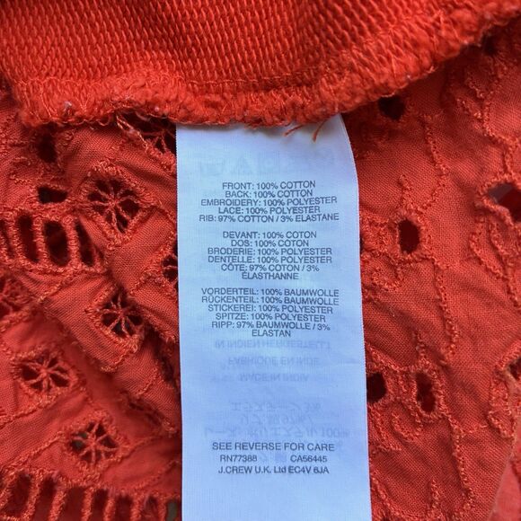 J Crew Long Sleeve Sweater Eyelet Lace Embroidered Back Size Medium Orange - Picture 4 of 9